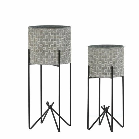 FORO 27.76 & 22.63 in. Metal Cachepot Planters with Stands, Set of 2 FO3270357